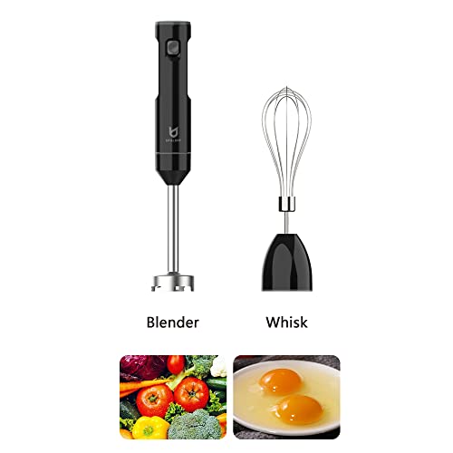 UTALENT Cordless Hand Blender, UTALENT Variable Speed Immersion Blender handheld Rechargeable, with USB-C Charging Cable, Egg Whisk, for Smoothies, Milkshakes, Hummus and Soups – Black - Image 3