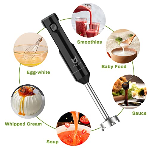UTALENT Cordless Hand Blender, UTALENT Variable Speed Immersion Blender handheld Rechargeable, with USB-C Charging Cable, Egg Whisk, for Smoothies, Milkshakes, Hummus and Soups – Black - Image 4