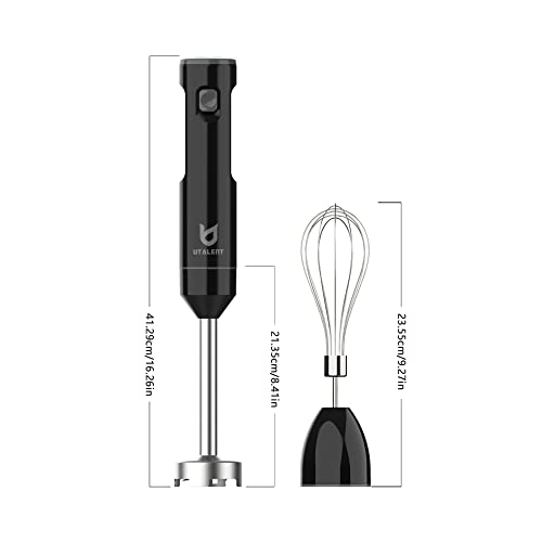 UTALENT Cordless Hand Blender, UTALENT Variable Speed Immersion Blender handheld Rechargeable, with USB-C Charging Cable, Egg Whisk, for Smoothies, Milkshakes, Hummus and Soups – Black - Image 5