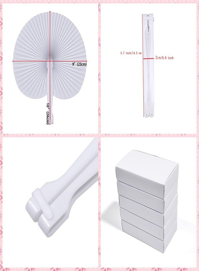 Bestage 60 Pcs White Paper Fans,Foldable Handheld Fans for Women,Round Wedding Decorative Folding Hand Fan for Bridal Guest Church Party Favors Dancing Birthday DIY - Image 2