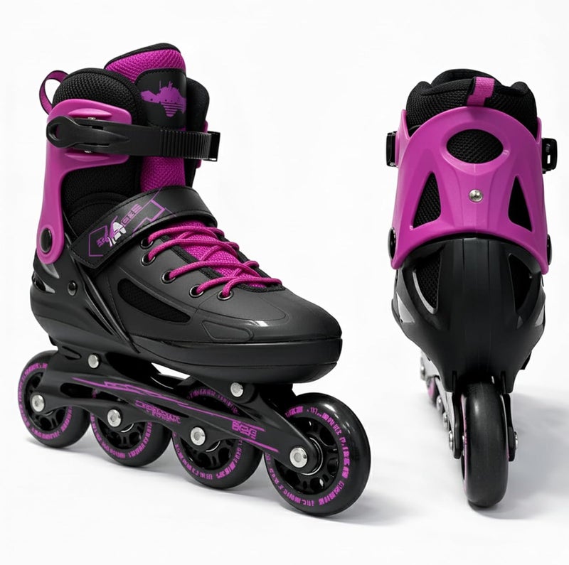 OVERS LED Adjustable Inline Skates for Kids & Youth - Black/Pink - Image 3