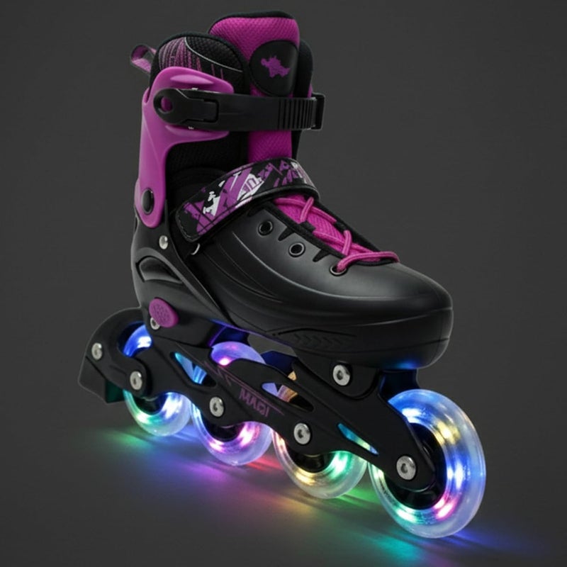 OVERS LED Adjustable Inline Skates for Kids & Youth - Black/Pink - Image 2
