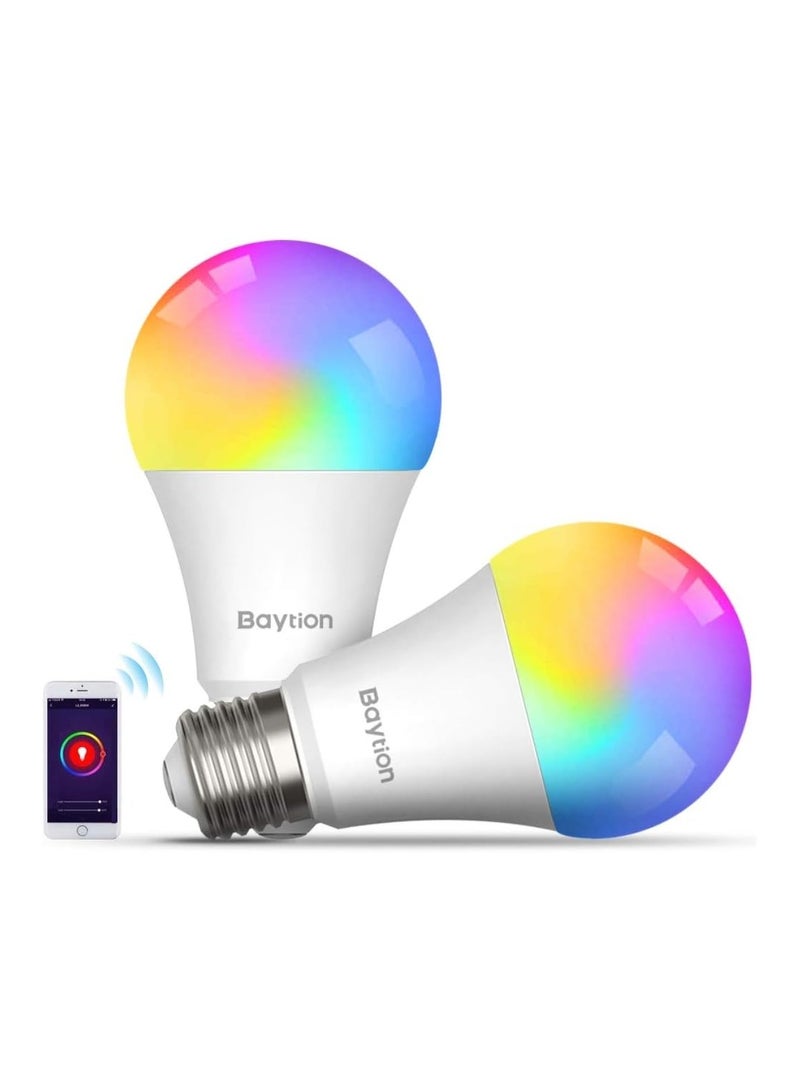 Baytion 10W LED Screw Bulb 2700K-6500K RGB Multicolored Dimmable,LED Bulbs with Smart Life APP Control,Compatible with Echo,Google Home No Hub Required (2 Pack) - Image 1