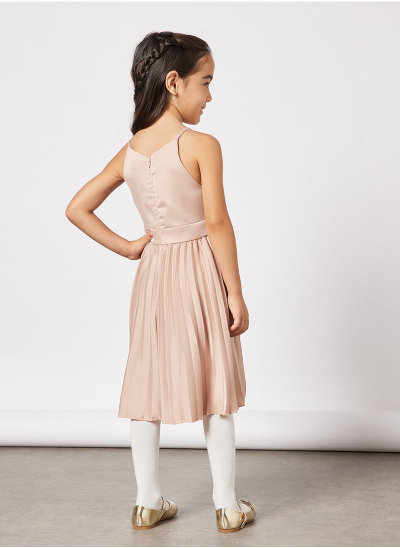 Chi-Chi London - Girls Pleated Satin Dress - Image 1
