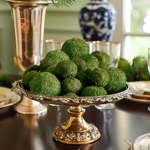 Biubee 18 Pack Decorative Faux Dried Moss Balls- 6pcs 3.1" Artificial Green Plant Mossy Globes+ 12pcs 2.2" Handmade Sphere Moss Gift for Home Dough Bowl Vase Chinoiserie Decors Party Wedding Display - Image 5
