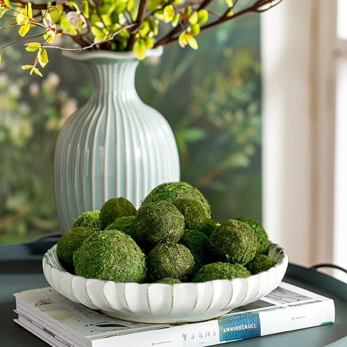 Biubee 18 Pack Decorative Faux Dried Moss Balls- 6pcs 3.1" Artificial Green Plant Mossy Globes+ 12pcs 2.2" Handmade Sphere Moss Gift for Home Dough Bowl Vase Chinoiserie Decors Party Wedding Display - Image 2