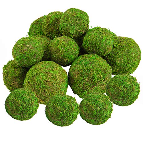 Biubee 18 Pack Decorative Faux Dried Moss Balls- 6pcs 3.1" Artificial Green Plant Mossy Globes+ 12pcs 2.2" Handmade Sphere Moss Gift for Home Dough Bowl Vase Chinoiserie Decors Party Wedding Display - Image 1