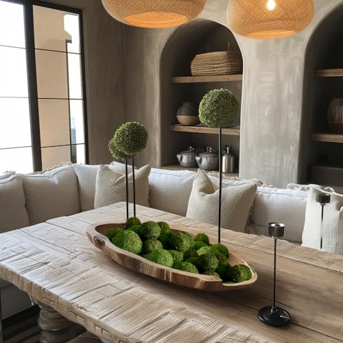 Biubee 18 Pack Decorative Faux Dried Moss Balls- 6pcs 3.1" Artificial Green Plant Mossy Globes+ 12pcs 2.2" Handmade Sphere Moss Gift for Home Dough Bowl Vase Chinoiserie Decors Party Wedding Display - Image 3