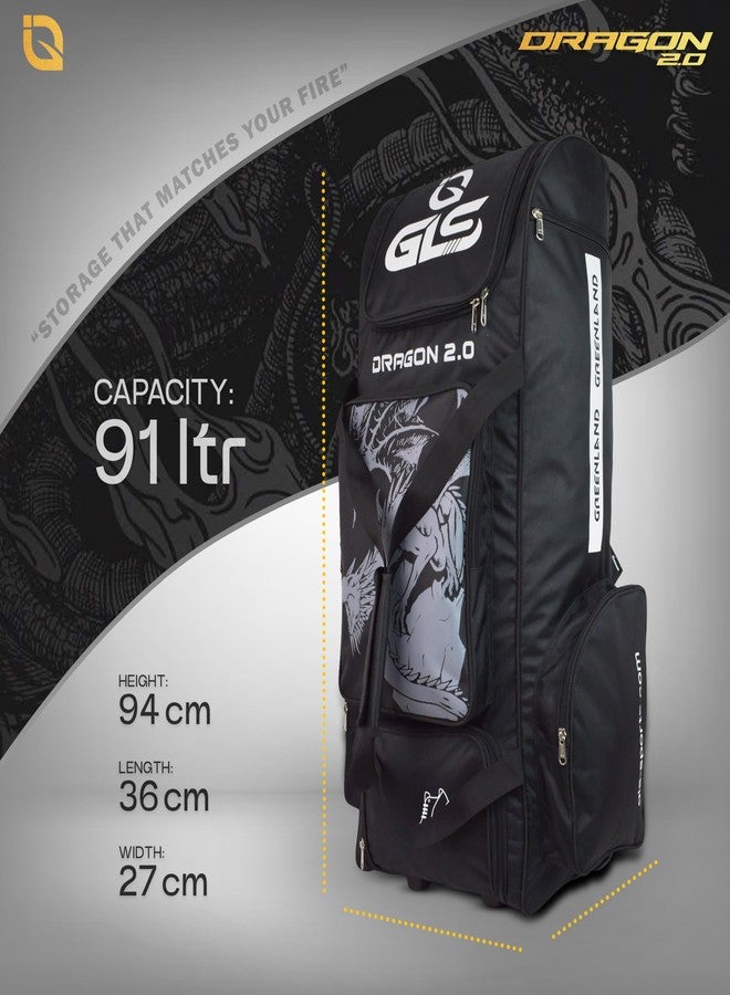 GLS Dragon 2.0 Duffle Cricket Bag with 4 Bat Sleeve and Shoe Compartment (Black, Backpack) - Image 4