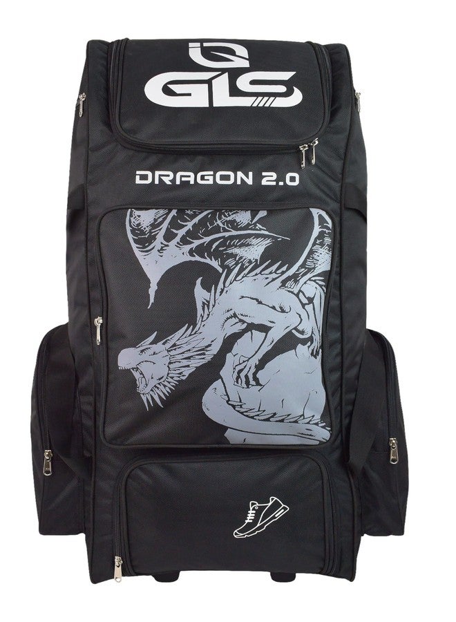GLS Dragon 2.0 Duffle Cricket Bag with 4 Bat Sleeve and Shoe Compartment (Black, Backpack) - Image 1