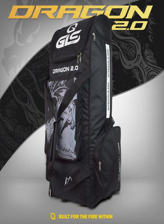 GLS Dragon 2.0 Duffle Cricket Bag with 4 Bat Sleeve and Shoe Compartment (Black, Backpack) - Image 2