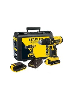 Generic STANLEY 18V Cordless Li-Ion Hammer Drill With Kit Box For Masonry, Wood And Concrete Drilling, Yellow/Black - Sch20S2K-B5 