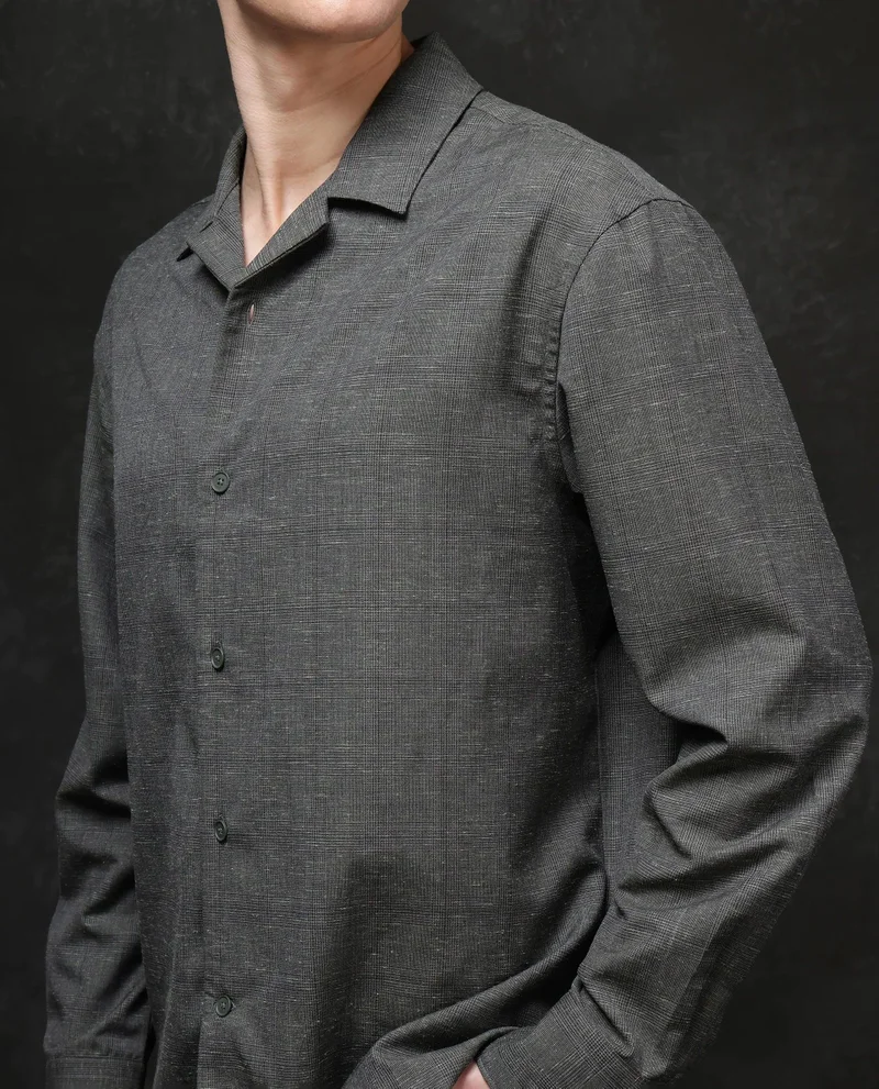 Rare Rabbit Men's Cuban Collared Checked Shirt