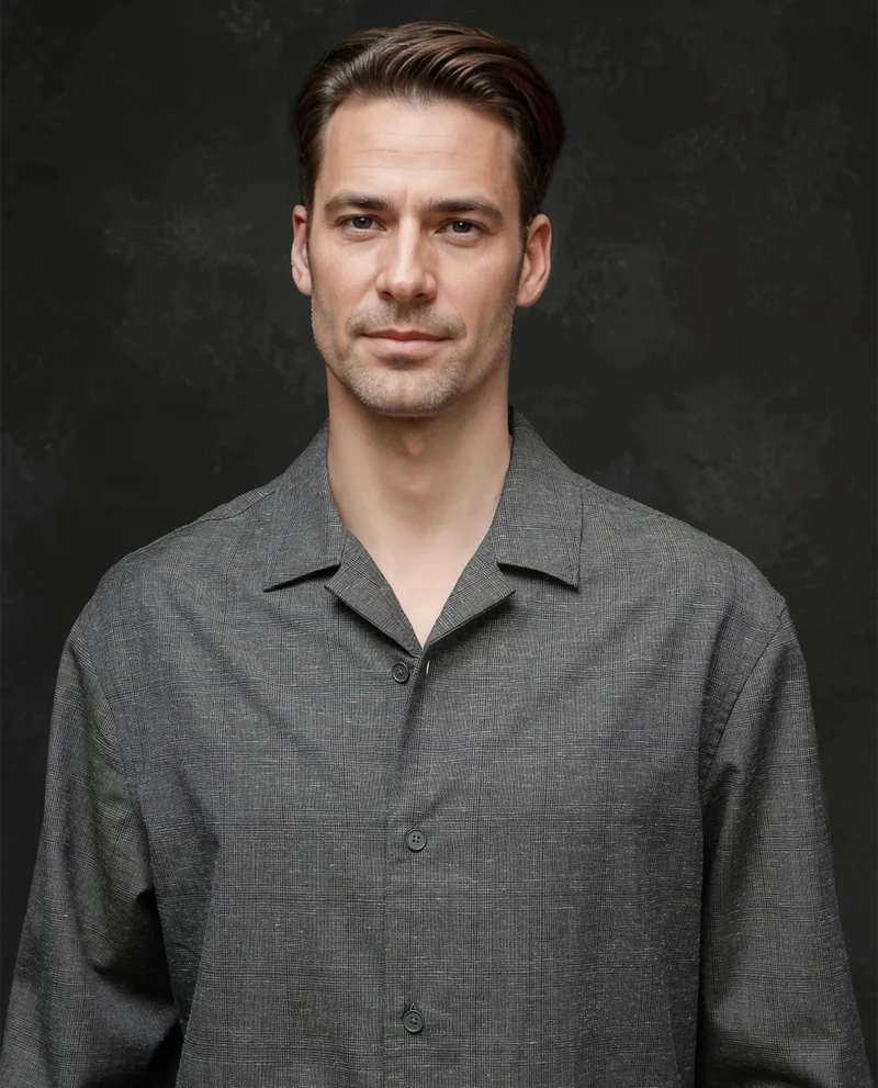 Rare Rabbit Men's Cuban Collared Checked Shirt