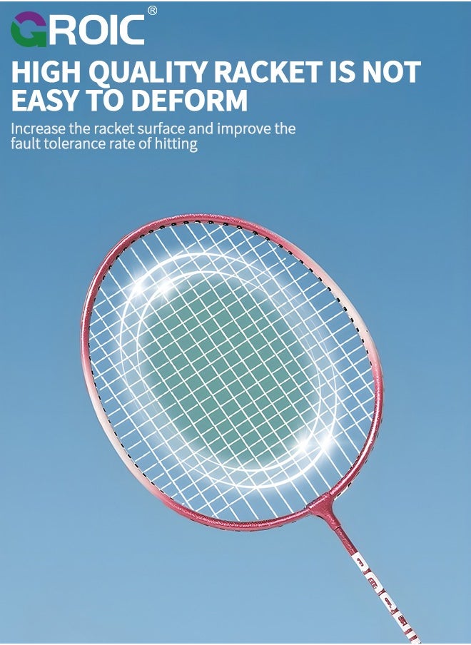 GROIC - Badminton Racket Set, Lightweight Professional Badminton Racket Set for Adult and Children, Including 2 Rackets, 3 Shuttlecocks and Carry Bag - Image 1