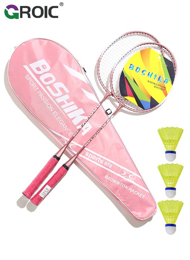 GROIC - Badminton Racket Set, Lightweight Professional Badminton Racket Set for Adult and Children, Including 2 Rackets, 3 Shuttlecocks and Carry Bag - Image 1