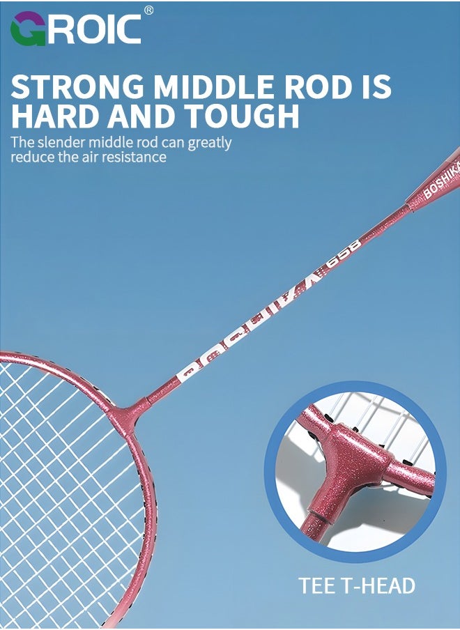 GROIC - Badminton Racket Set, Lightweight Professional Badminton Racket Set for Adult and Children, Including 2 Rackets, 3 Shuttlecocks and Carry Bag - Image 1