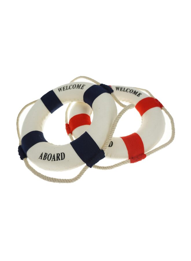 2 قطعة من حلقة نجاة قماشية، ديكور جداري بحري منزلي، حلقة نجاة قماشية مزخرفة (أحمر وأزرق) - Image 1