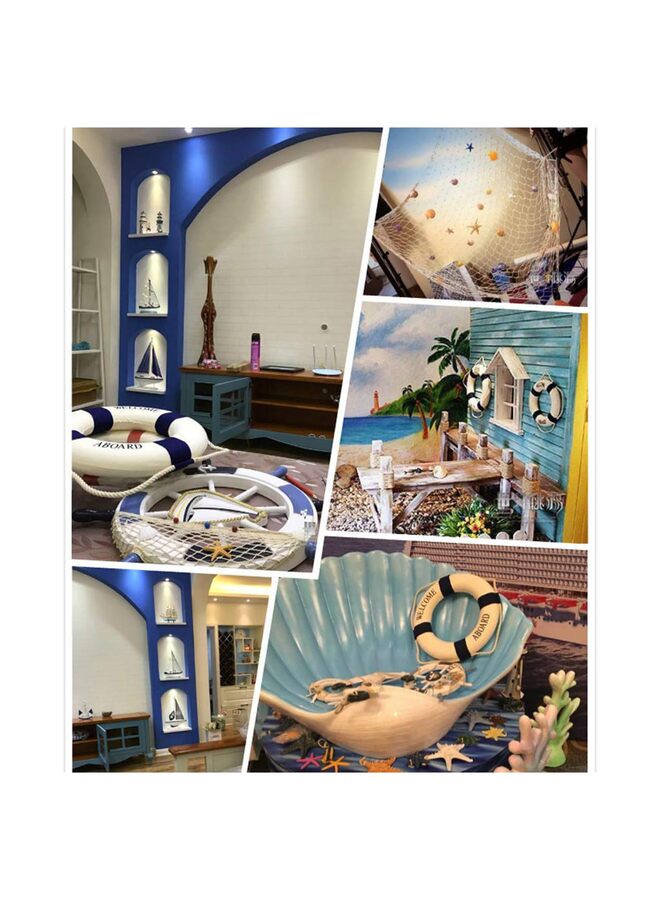 2 قطعة من حلقة نجاة قماشية، ديكور جداري بحري منزلي، حلقة نجاة قماشية مزخرفة (أحمر وأزرق) - Image 4