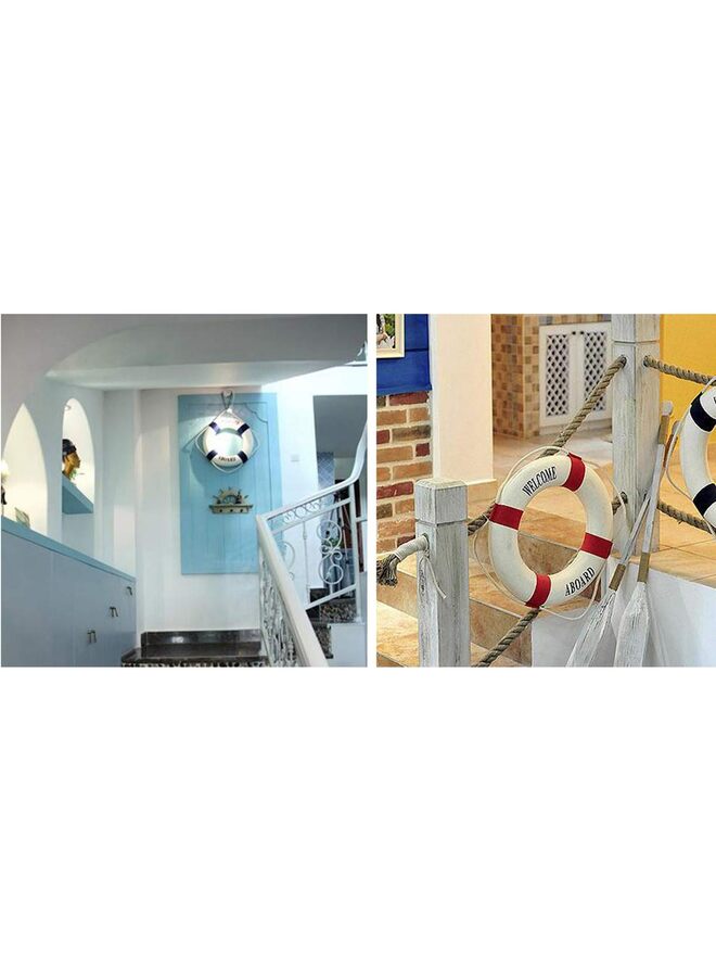 2 قطعة من حلقة نجاة قماشية، ديكور جداري بحري منزلي، حلقة نجاة قماشية مزخرفة (أحمر وأزرق) - Image 2