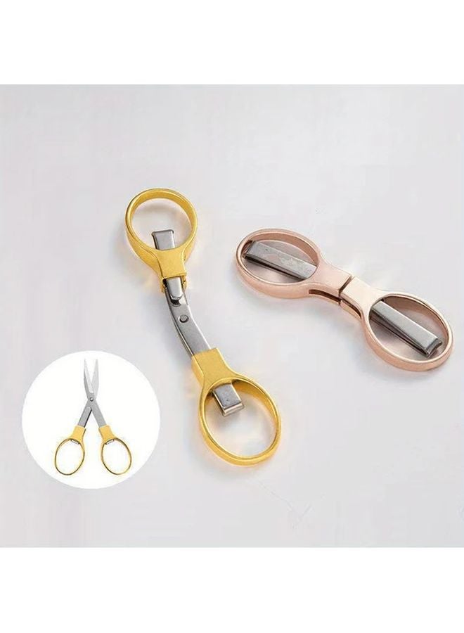 Silvery Stainless Steel Retractable Folding Scissors Portable Keychain Tool - Image 2