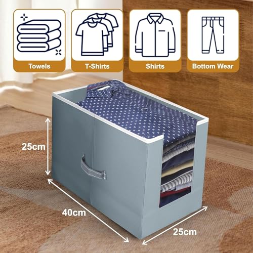 LAXIS® 4 Pcs Non-Woven Shirt Stacker, Organizer for Wardrobe, Clothes Organizer, Grey Color & Foldable, Closet & Wardrobe Organizer, Dress Collapsible, Foldable Cupboard Storage Box Size 40x20x25Cm - Image 2