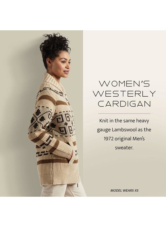Pendleton , Women's Long Westerley Cardigan, Tan/Brown, Small - Image 4