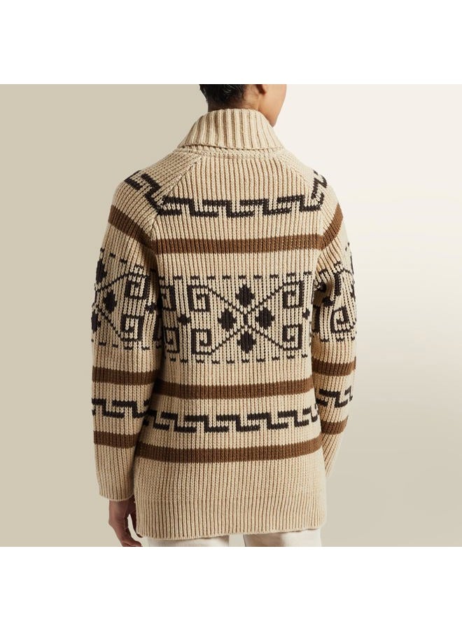 Pendleton , Women's Long Westerley Cardigan, Tan/Brown, Small - Image 3
