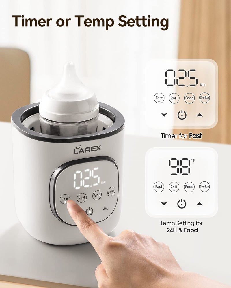 LAREX Bottle Warmer, Fast Baby Bottle Warmer for Breastmilk and Formula, with Timer and Accurate Temp Control, 8 in 1 Baby Milk Warmer BPA Free with Digital Display, Bottle Warmers for All Bottles - Image 4