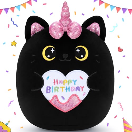 Auspicious beginning Happy Birthday Gift Black Unicorn Cat Plush Toys11 Black Cat Plushies Anime PlushKawaii Plushie Toy Stuffed Animals Cute Plushies Birthday Gifts for Kids - Image 1