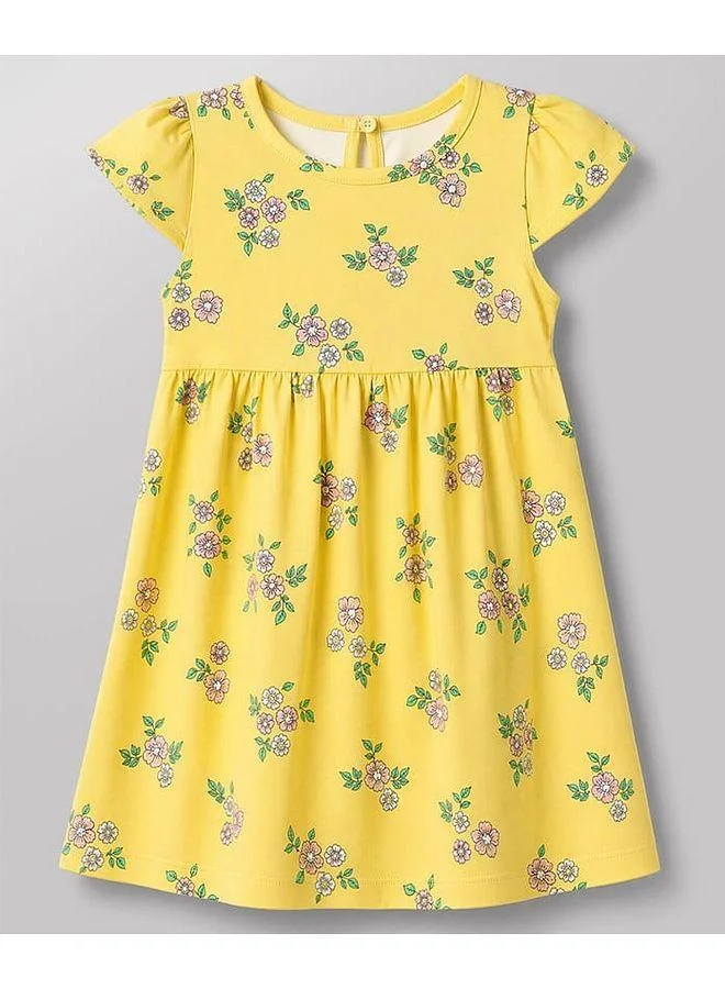 Babyhug Babyhug Single Jersey Cotton Knit Cap Sleeve Dresses with Floral Print (Pack of 2) - Yellow/White