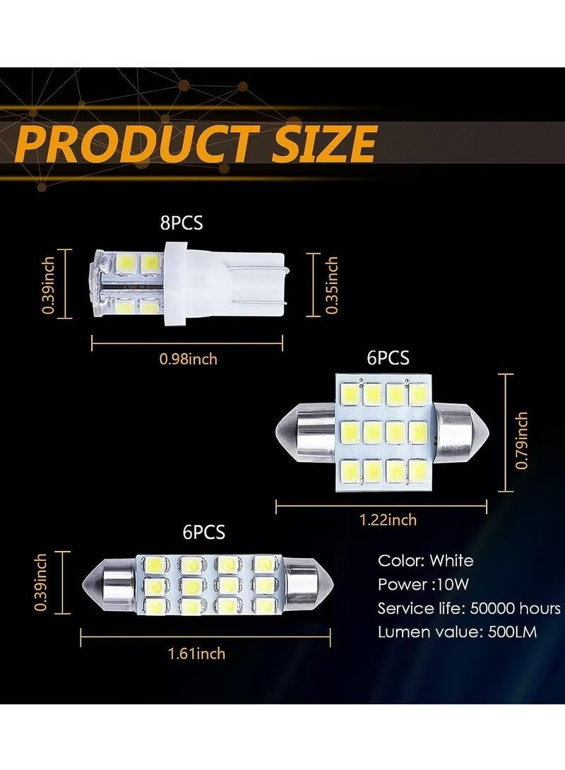 KENSUO 20-Piece Led Car Light Bulb Kit, T10 31Mm 42Mm, Led Colored Light Bulb, Suitable For Replacing Car Interior Lights, Indoor Map Ceiling Lights, And Trunk Led Lights (White)  - Image 4