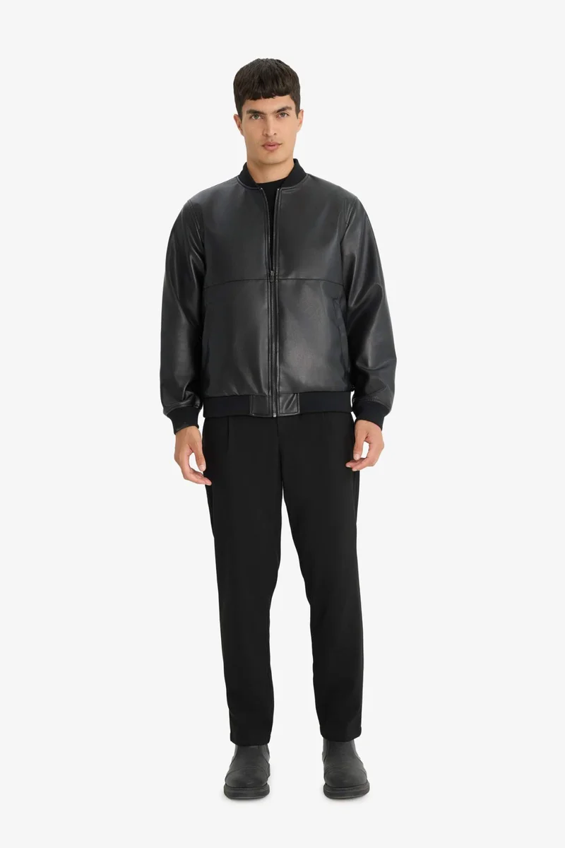 ديفاكتو Regular Fit Faux Leather Jacket
