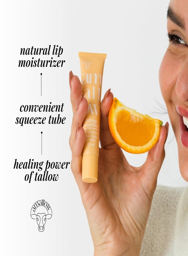 Amallow All Natural Tallow Lip Balm Squeezable Tube - Grass Fed/Finished Beef Tallow + Organic Beeswax & Vanilla & Orange Essential Oils .5 OZ (Orange Creamsicle) - Image 2