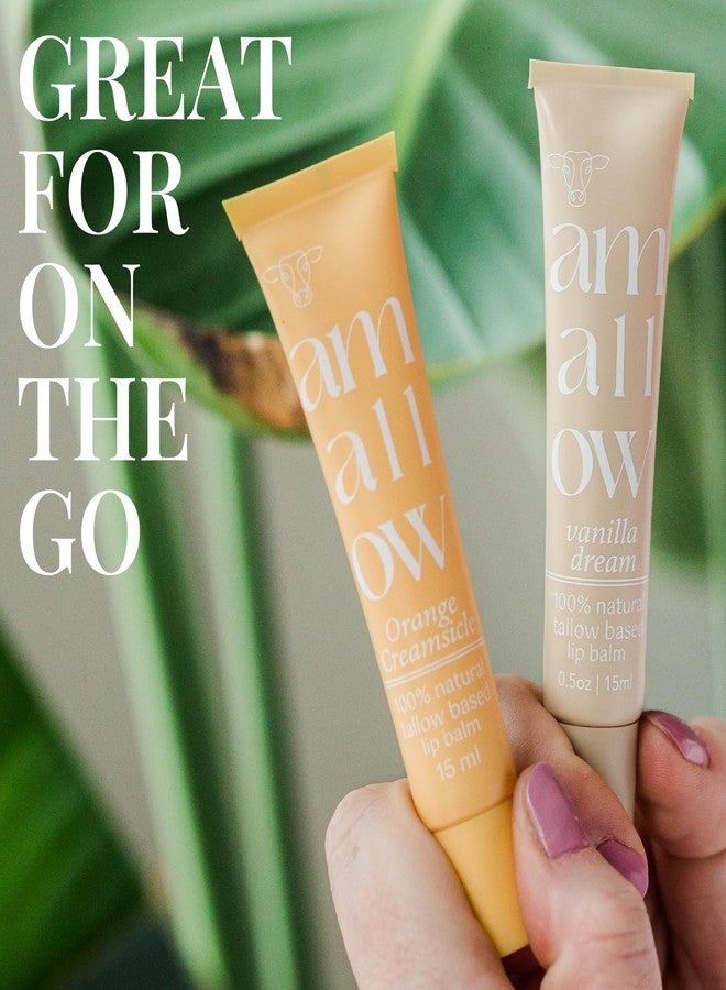 Amallow All Natural Tallow Lip Balm Squeezable Tube - Grass Fed/Finished Beef Tallow + Organic Beeswax & Vanilla & Orange Essential Oils .5 OZ (Orange Creamsicle) - Image 5