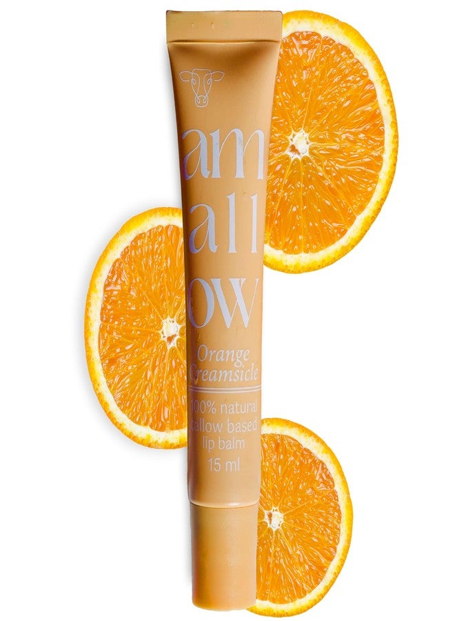 Amallow All Natural Tallow Lip Balm Squeezable Tube - Grass Fed/Finished Beef Tallow + Organic Beeswax & Vanilla & Orange Essential Oils .5 OZ (Orange Creamsicle) - Image 1