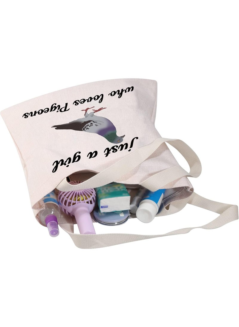 MBMSO MBMSO Pigeon Tote Bag just a Girl who Loves Pigeons Gifts for Women Pigeon Lover Gift Shoulder Shopping Bag Bird Owner Gifts Pigeons tote bag  - Image 5