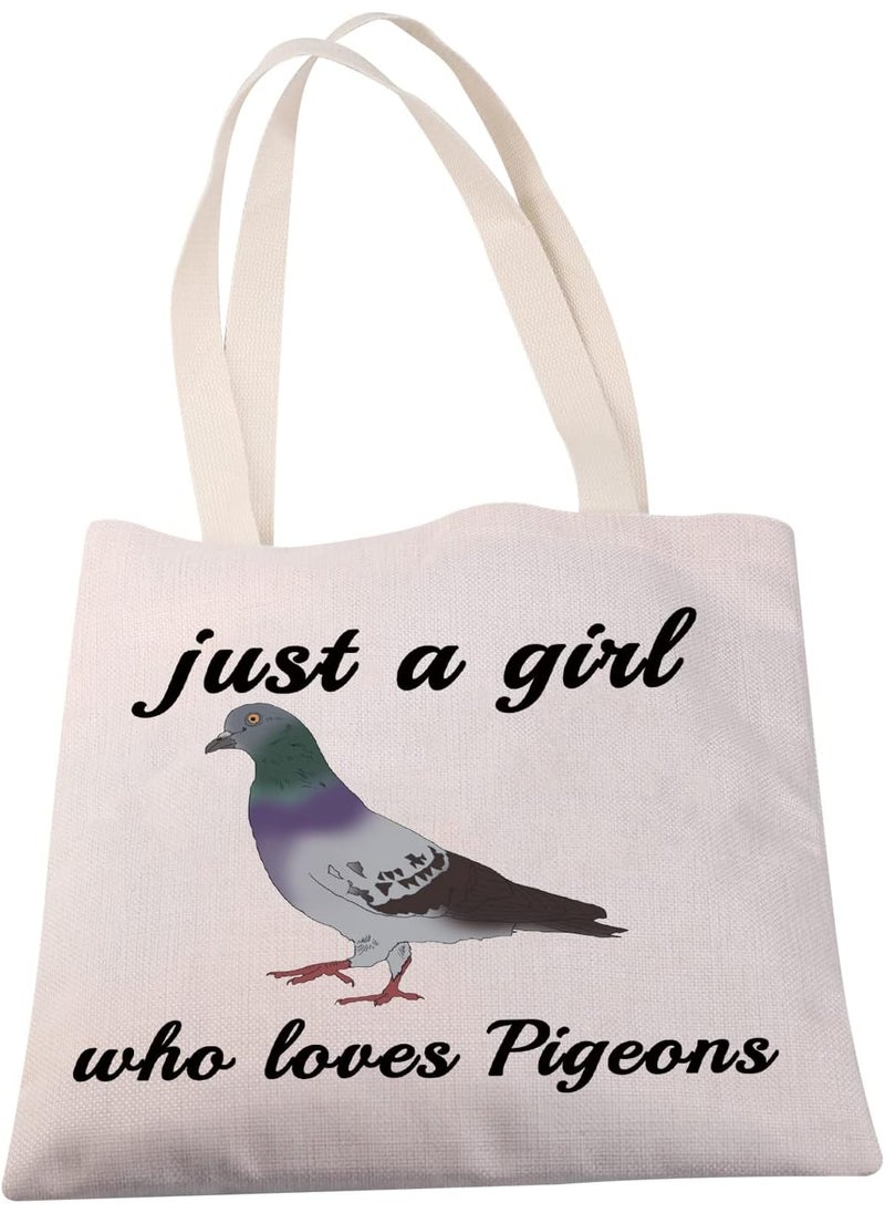 MBMSO MBMSO Pigeon Tote Bag just a Girl who Loves Pigeons Gifts for Women Pigeon Lover Gift Shoulder Shopping Bag Bird Owner Gifts Pigeons tote bag  - Image 3