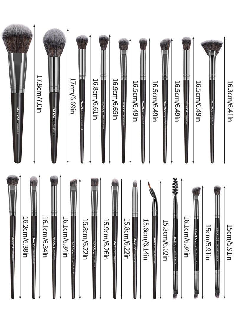 MAANGE 26Pcs Makeup Brush Set, Professional Makeup Tool Set - Includes Blush, Contour, Foundation, Concealer, Eyeshadow Brushes, Makeup Sponges, Beauty Blenders, And Powder Puffs (Black). - Image 3