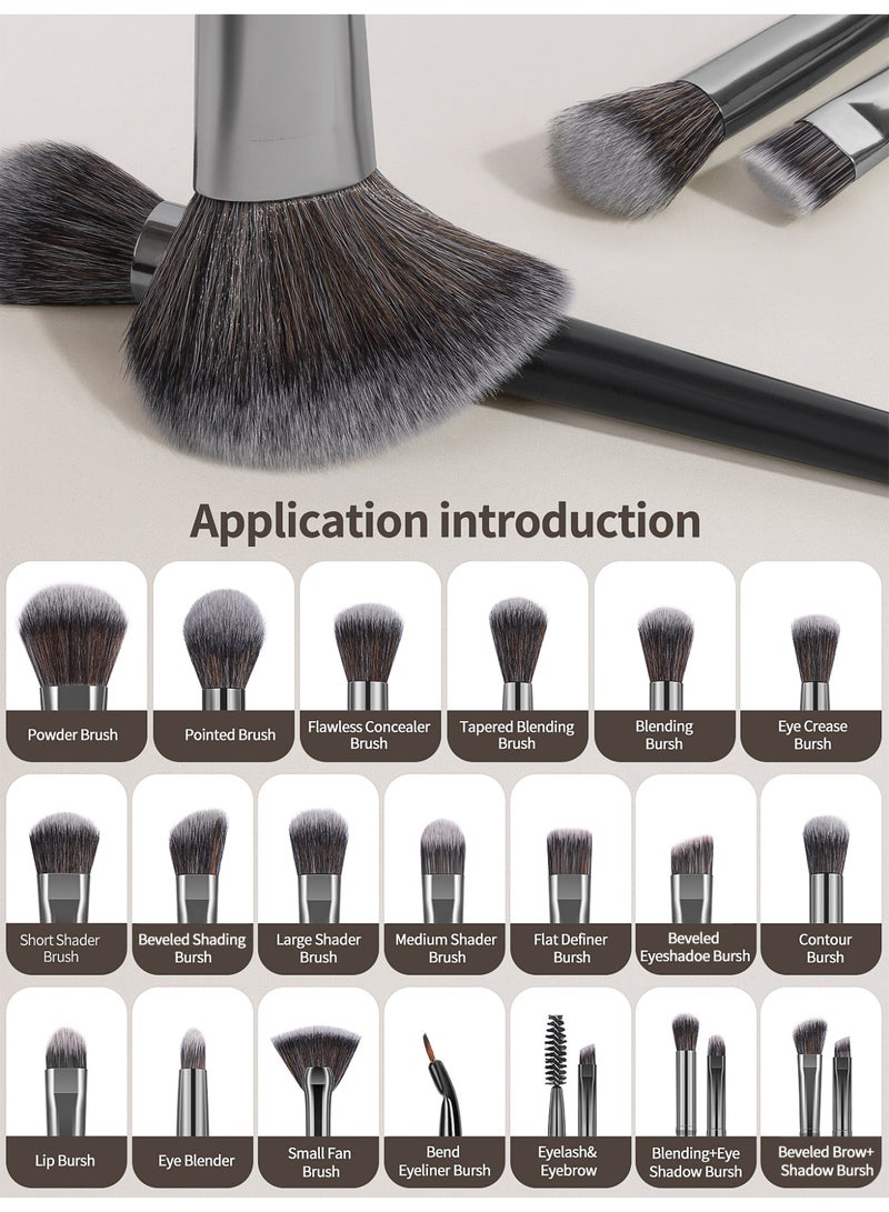 MAANGE 26Pcs Makeup Brush Set, Professional Makeup Tool Set - Includes Blush, Contour, Foundation, Concealer, Eyeshadow Brushes, Makeup Sponges, Beauty Blenders, And Powder Puffs (Black). - Image 4