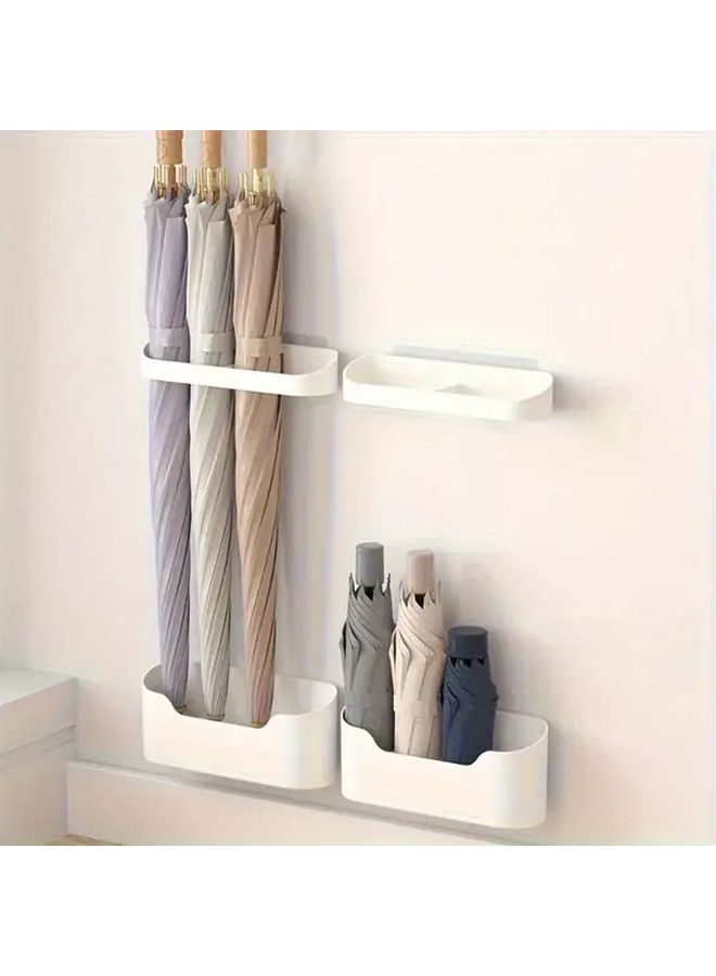 Wall Mounted Umbrella Rack Gray No Drill Storage Shelf Durable Plastic Holder Office Home - Image 2