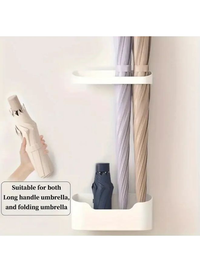 Wall Mounted Umbrella Rack Gray No Drill Storage Shelf Durable Plastic Holder Office Home - Image 5