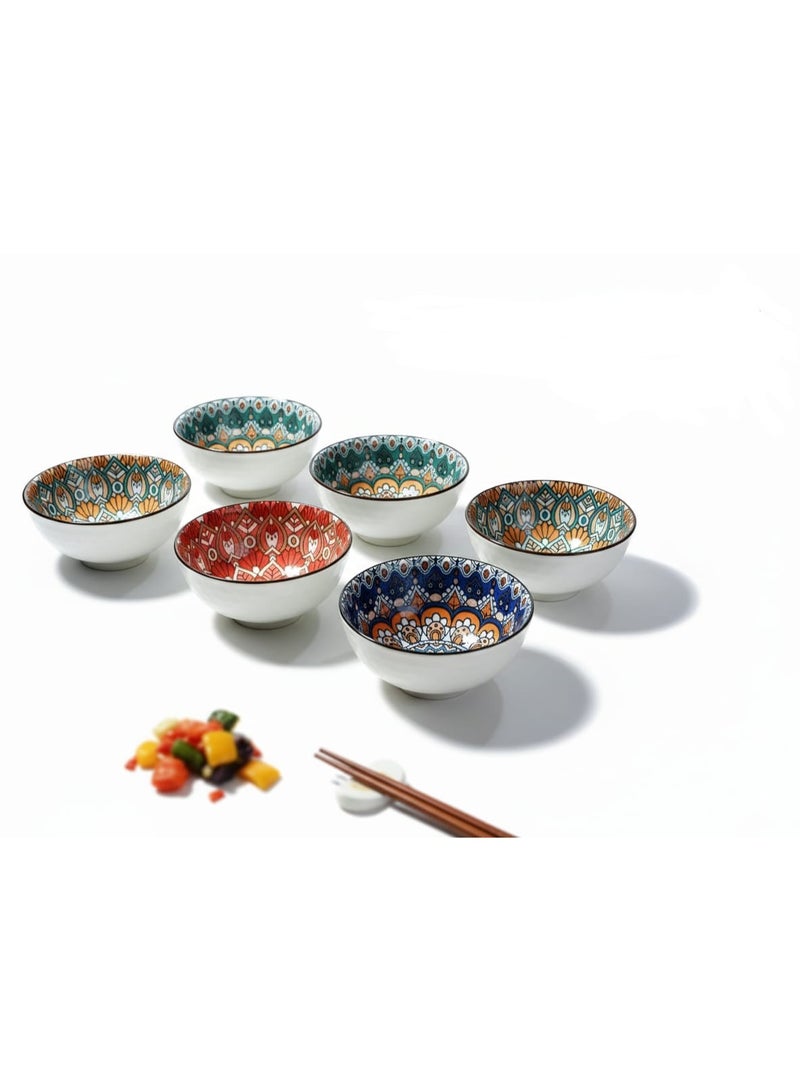 طقم بولات سيراميك مزخرفة 6 قطع قطر 11 سم ارتفاع 5 سم اطباق شوربة وسيريلك وسلطات صغيرة - Image 4