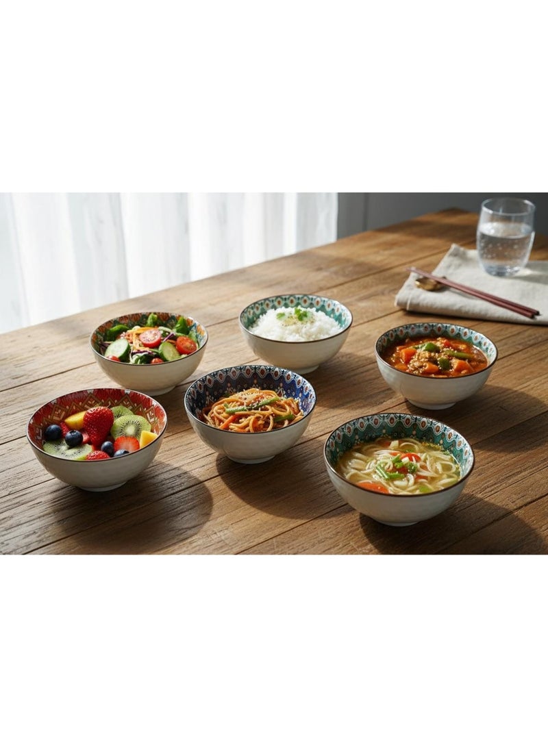 طقم بولات سيراميك مزخرفة 6 قطع قطر 11 سم ارتفاع 5 سم اطباق شوربة وسيريلك وسلطات صغيرة - Image 3
