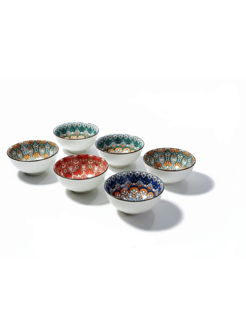 طقم بولات سيراميك مزخرفة 6 قطع قطر 11 سم ارتفاع 5 سم اطباق شوربة وسيريلك وسلطات صغيرة - Image 1