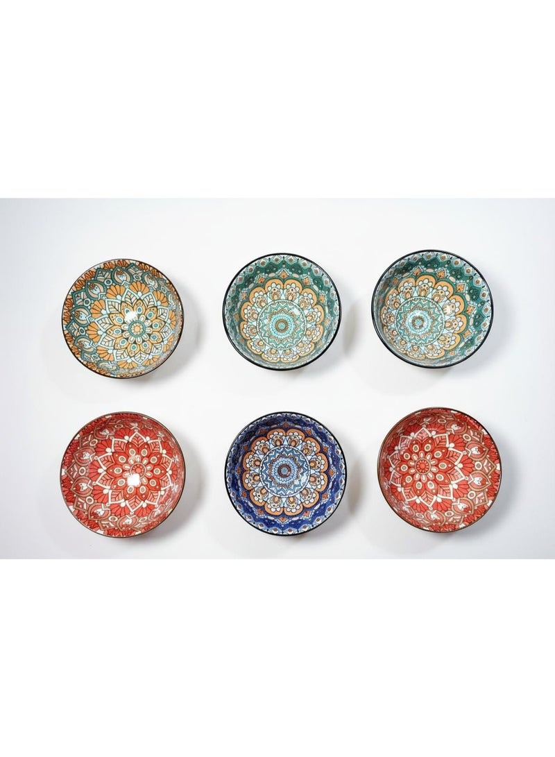 طقم بولات سيراميك مزخرفة 6 قطع قطر 11 سم ارتفاع 5 سم اطباق شوربة وسيريلك وسلطات صغيرة - Image 2