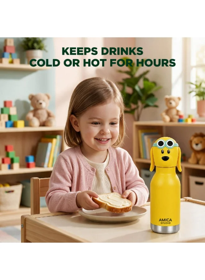 Amica Dexter the Dog Kids Water Bottle 460ml Insulated Stainless Steel Dexter the Dog - AMICA STUDIO  | Best Price UAE