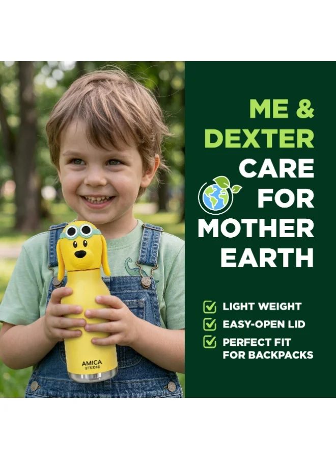Amica Dexter the Dog Kids Water Bottle 460ml Insulated Stainless Steel Dexter the Dog - AMICA STUDIO  | Best Price UAE