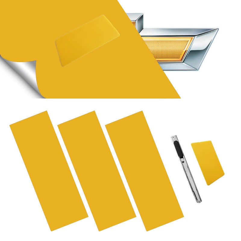 BSAMZO 3PCS Gold Cut Your-Own Emblem Overlay DIY Decals for Chevy Compatible with Bowtie Logo Wrap Stickers - Image 1