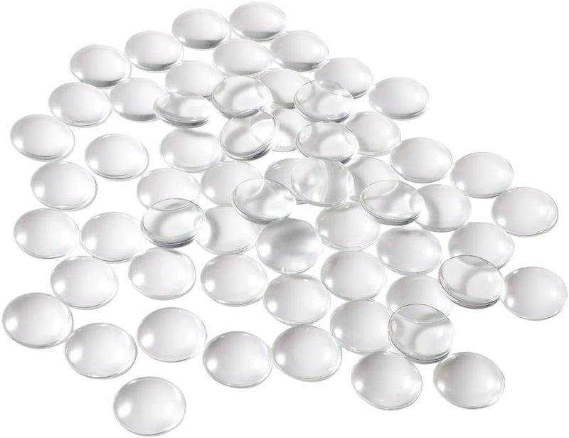 Hautoco 60 Pieces Glass Dome Cabochons Clear Round Cabochons Tiles, Non-calibrated Round 1 inch/25mm for Cameo Pendants Photo Jewelry Necklaces - Image 1